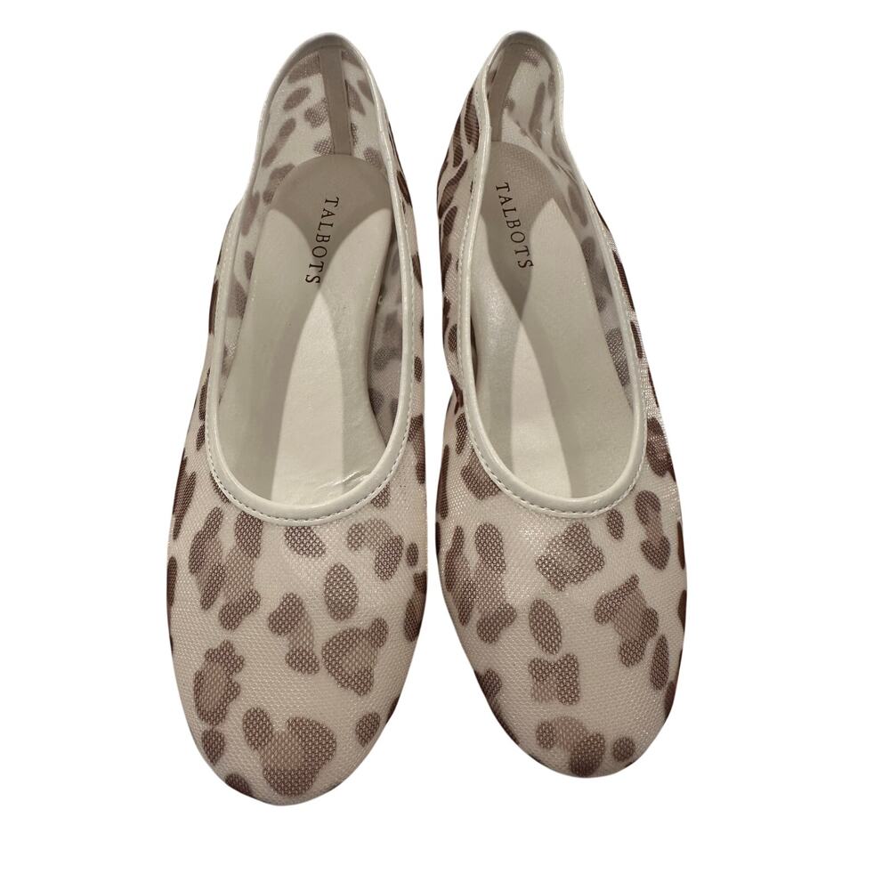 Talbots Alluring Leopard Print Mesh Flats Sz 9 Slip On Ballet Shoes Neutral Chic